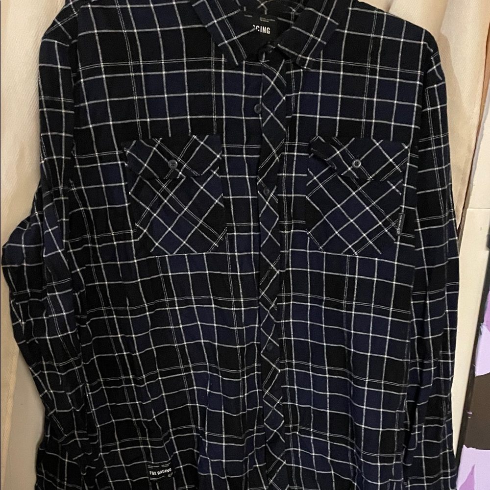 Fox Men's Dark Checkered Button Down Shirt